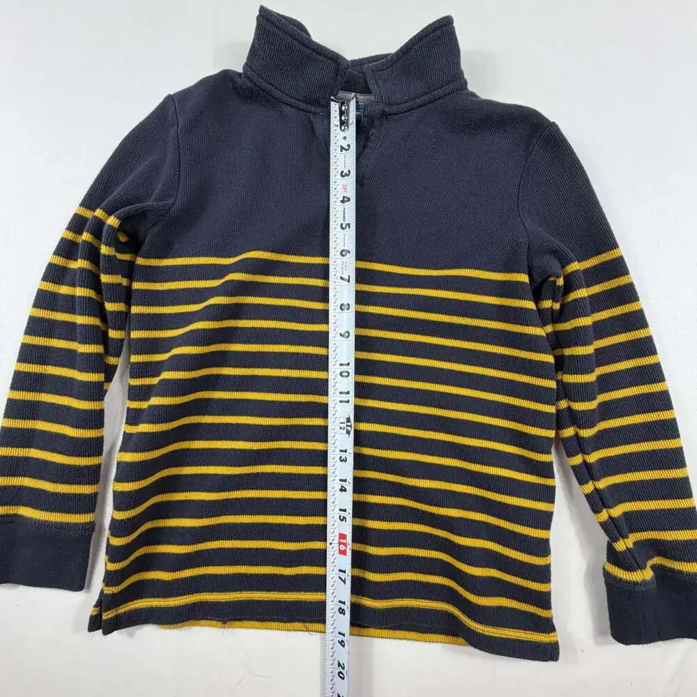 Old Navy Boys Navy Blue and Yellow Striped Mock Neck Long Sleeve Sweater Size L